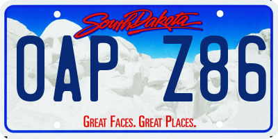 SD license plate 0APZ86