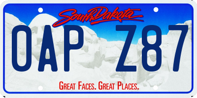 SD license plate 0APZ87