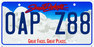 SD license plate 0APZ88