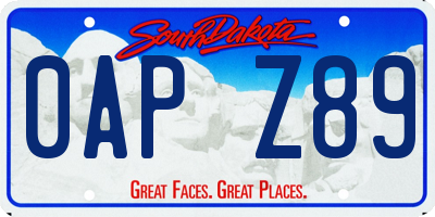 SD license plate 0APZ89