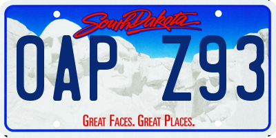 SD license plate 0APZ93
