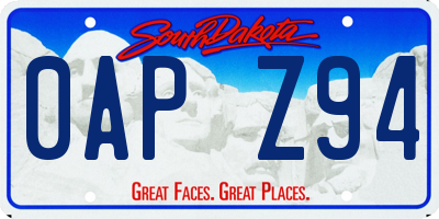 SD license plate 0APZ94