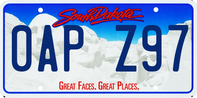 SD license plate 0APZ97