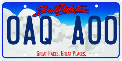 SD license plate 0AQA00