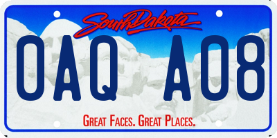 SD license plate 0AQA08