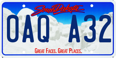 SD license plate 0AQA32