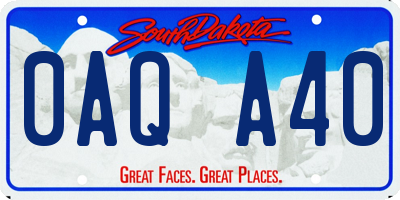 SD license plate 0AQA40