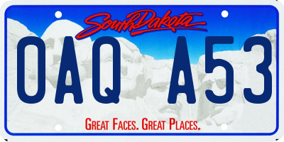 SD license plate 0AQA53