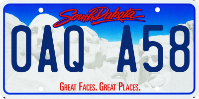 SD license plate 0AQA58