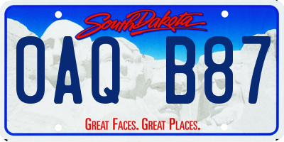 SD license plate 0AQB87