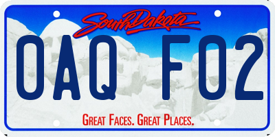 SD license plate 0AQF02