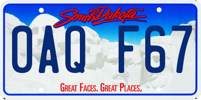 SD license plate 0AQF67