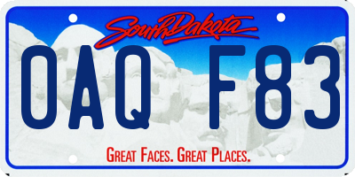SD license plate 0AQF83
