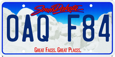 SD license plate 0AQF84