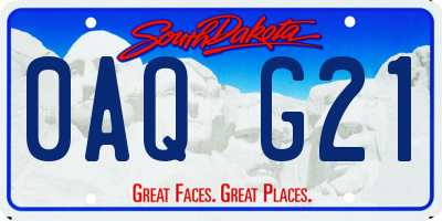 SD license plate 0AQG21