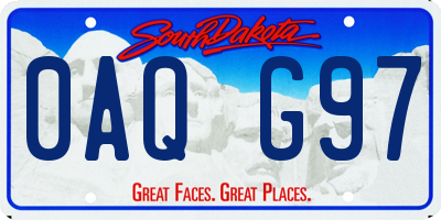 SD license plate 0AQG97