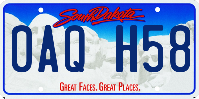 SD license plate 0AQH58