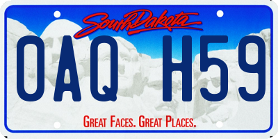 SD license plate 0AQH59