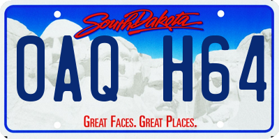 SD license plate 0AQH64
