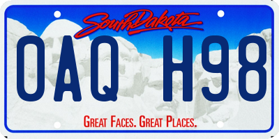 SD license plate 0AQH98