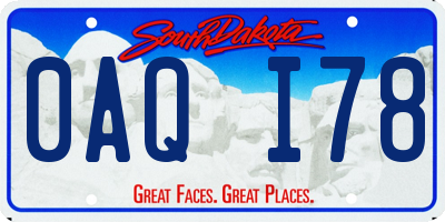 SD license plate 0AQI78