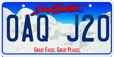 SD license plate 0AQJ20