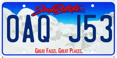 SD license plate 0AQJ53