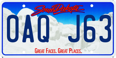 SD license plate 0AQJ63