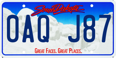 SD license plate 0AQJ87