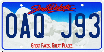 SD license plate 0AQJ93