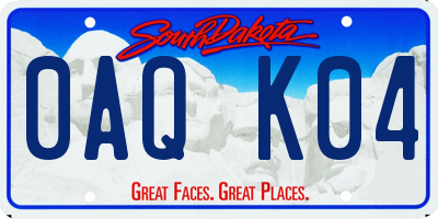 SD license plate 0AQK04
