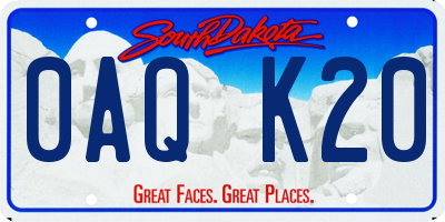 SD license plate 0AQK20