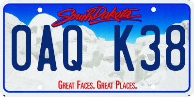 SD license plate 0AQK38