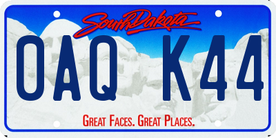 SD license plate 0AQK44