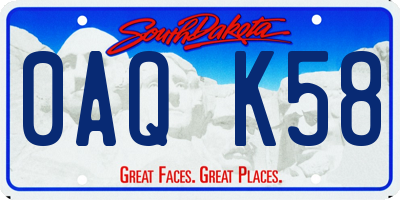 SD license plate 0AQK58