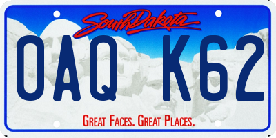 SD license plate 0AQK62