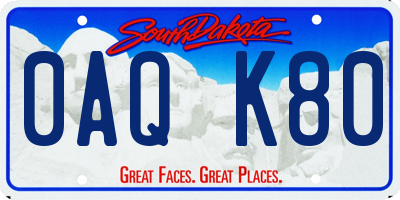 SD license plate 0AQK80