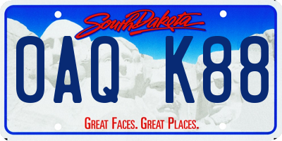 SD license plate 0AQK88