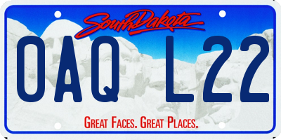 SD license plate 0AQL22