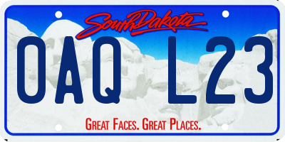 SD license plate 0AQL23
