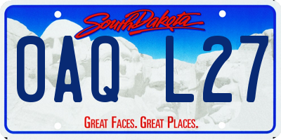 SD license plate 0AQL27