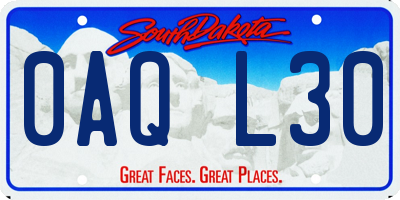 SD license plate 0AQL30