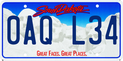 SD license plate 0AQL34