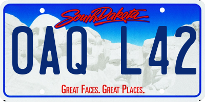 SD license plate 0AQL42