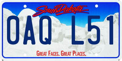 SD license plate 0AQL51