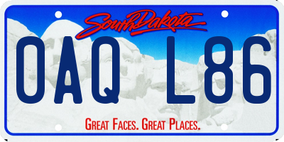 SD license plate 0AQL86