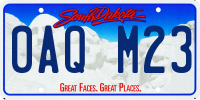 SD license plate 0AQM23
