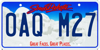 SD license plate 0AQM27