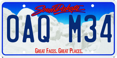 SD license plate 0AQM34
