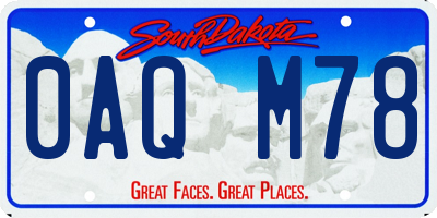 SD license plate 0AQM78